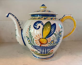 Old Hand Painted Quimper Tea Pot from France