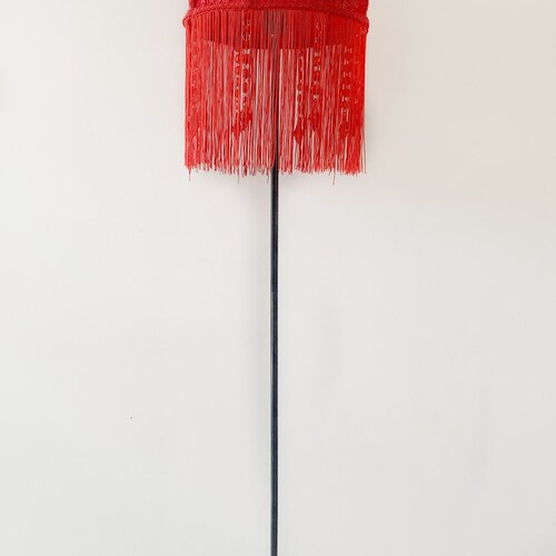 Abat-jour de style vintage à franges et perles rouges, abat-jour de table ou de chevet, fabrication australienne, abat-jour couronne.