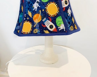 Blue Space Fabric Lampshade, Nursery Table Lamp