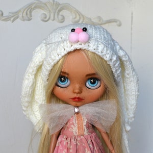 Blythe Puppenkleidung, Hase gehäkelter Hut für Blythe, Outfit für Blythe, Blythe Häkelmütze, Blythe Kleidung, Blythe Helm, Mütze