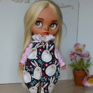 Blythe fanny jumpsuit, Blythe doll outfit, Blythe clown clothes, Clothes for blythe , Vintage clothes for blythe, Outfit for blythe doll