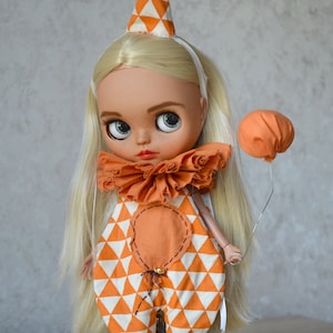 Set da circo per bambola Blythe con palloncini, vestito vintage Blythe, abbigliamento retrò Blythe, tuta da clown per Pullip, bambola Blythe personalizzata