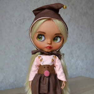 Blythe Christmas clothing set, Pullip clothes, Blythe hat, Blythe jumpsuit, Blythe shirt, Blythe jumpsuit, Outfit for blythe doll