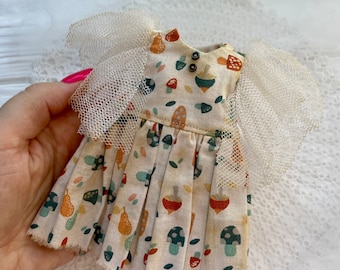 Blythe vintage dress, clothes for custom  blythe, retro blythe boho dress, clothes for blythe doll, doll clothing