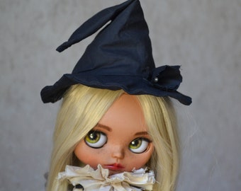 Old witch hat for Blythe doll, Neo Blythe doll hat, Halloween clothes for blythe doll, Witch outfit for blythe