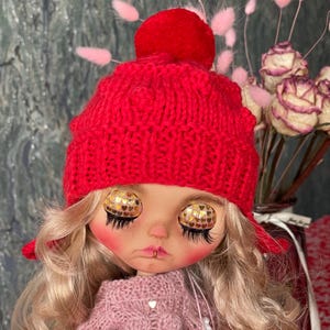 Blythe doll clothes,  Hat for Blythe, ooak blythe doll  hat, blythe outfit, blythe winter hat, Licca clothes, Qbaby  doll hat