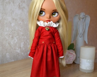 Vintage red long dress Blythe doll , Blythe clothes, Boho dress for blythe, Pullip dress, Blythe outfit,Vintage blythe dress,Clothes blythe