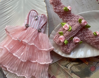Blythe dockkläder, rosa blythe kostym, blythe dockklänning och tröja, blythe anpassad dockdräkt, dockkläder för accessoarer