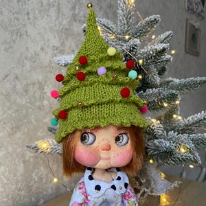 Hat for Blythe Doll, Christmas tree hat for gbaby, Christmas hat for custom blythe ,Blythe clothes, accessory for blythe, blythe outfits
