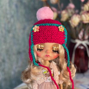 Blythe clothes,  Hat for Blythe, ooak blythe doll  hat, blythe outfit, blythe winter hat, Licca clothes, Qbaby  doll hat