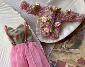 Blythe dockkläder, rosa blythe kostym, blythe dockklänning och tröja, blythe anpassad dockdräkt, dockkläder för accessoarer