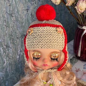 Blythe clothes,  Hat for Blythe, ooak blythe doll  hat, blythe outfit, blythe winter hat, Licca clothes, Qbaby  doll hat