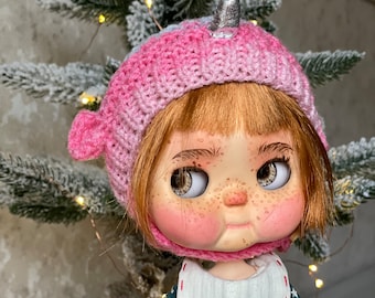 Blythe unicorn hat, Hat for  Blythe, blythe doll hat, Knitted blythe outfit, blythe doll clothes , crochet blythe hat, Licca clothes