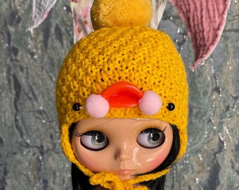 Gehäkelter Hut für Blythe, Neo Blythe, Blythe Duck Hut, Outfit Blythe, Blythe Kleidung, Accessoire für Blythe Kleidung