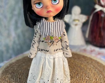 Blythe vintage dress, Blythe dress, Blythe doll dress, boho blythe dress, Retro blythe dress, Outfit for blythe doll, Pullip dress