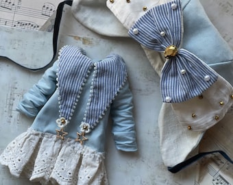 Blythe-kleding, Blythe-jurk en -hoed, outfit voor pop, retro Blythe-kleding, kleding voor ooak-pop, boho-jurk Blythe