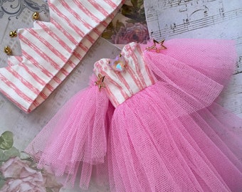 Blythe doll clothes,pink blythe costume, princess retro blythe dress  outfit, blythe boho dress, blythe  custom accessories