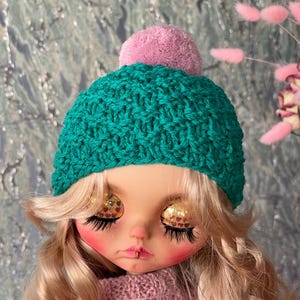 Knitted Hat for Blythe, Blythe doll clothes, ooak blythe doll  hat, blythe outfit, blythe winter hat, Licca clothes, Qbaby  doll hat