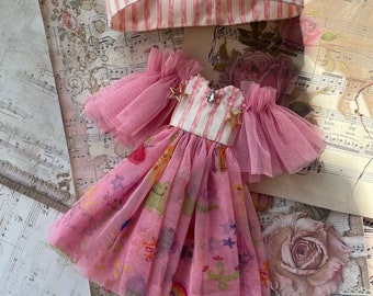 Blythe doll clothes,pink blythe costume, princess retro blythe dress  outfit, blythe boho dress, blythe  custom accessories