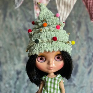 Hat  Blythe Doll, Christmas tree hat for gbaby, Christmas hat for custom blythe ,Blythe clothes, accessory for blythe