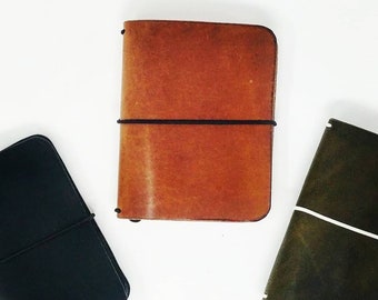 MINI Composition*Pick Your Finish*Full Grain Leather Cover, 2 Mini Composition Notebooks INCLUDED