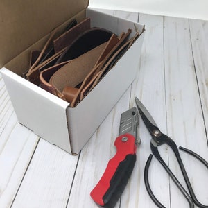 Full Grain Leather Scraps Box: 1.5 lbs Veg Tanned Pieces