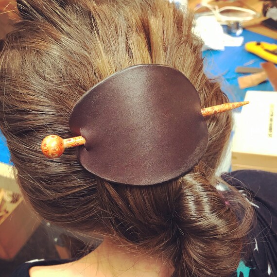 Handmade Leather Hair Pin: 70s Style Hair Accessory - Etsy