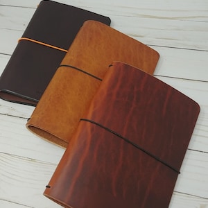 B6 Traveler&#39;s Notebook,  Classic Leather TN cover, Full Grain Leather Journal in two sizes