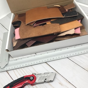 Scrap Box 19.00 shipped! | Large box of Premium Full Grain Leather | 2.13 lbs of DIY Leather Scraps | DIY Leather Scraps |