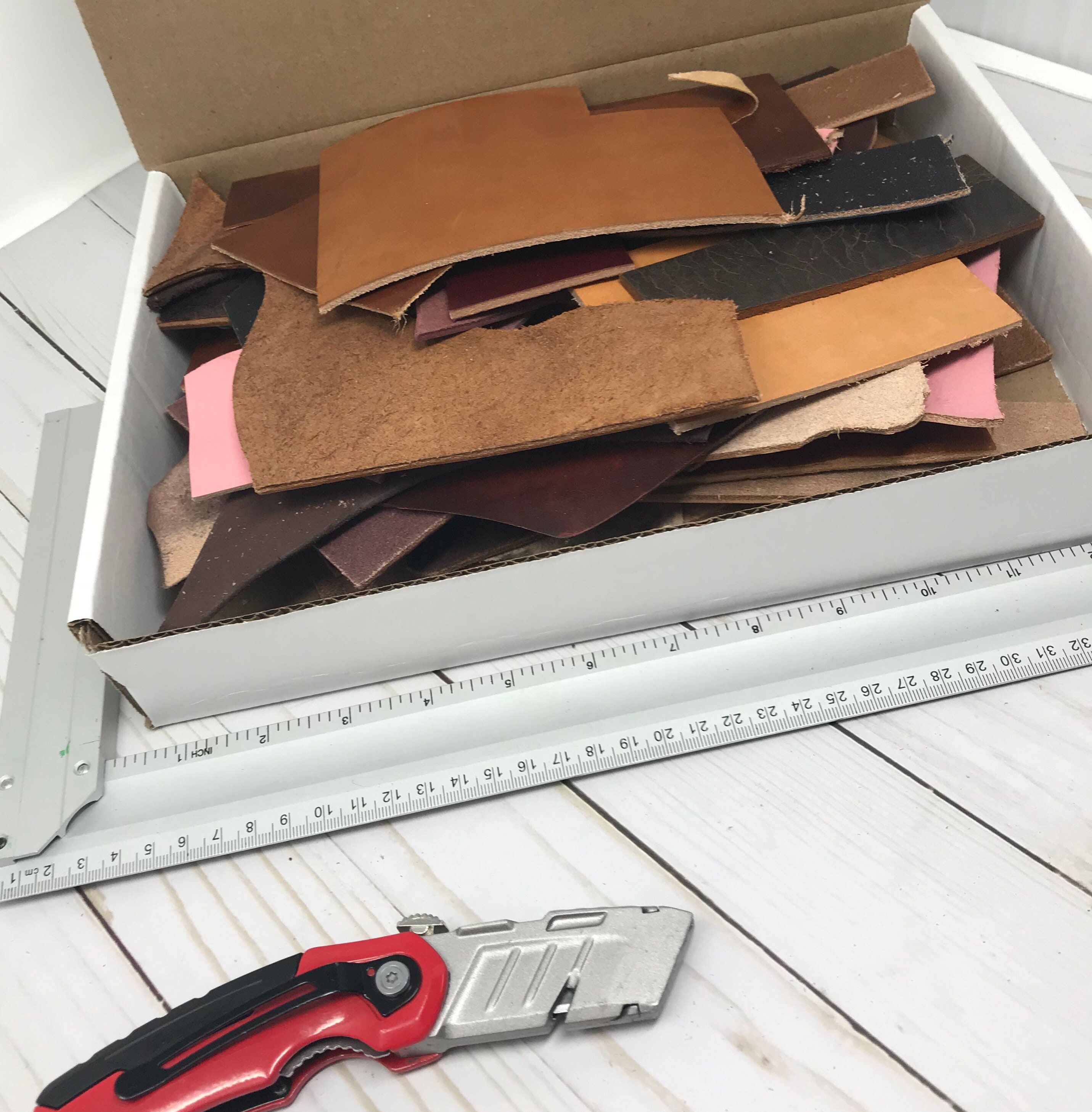 Scrap Box Large of Premium Full Grain Leather 2.13 lbs of Etsy
