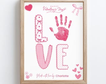Love Valentines Handprint Craft For Toddlers, Valentines Day Handprint Printable, Toddler Handprint, Valentines Keepsake Daycare Activity