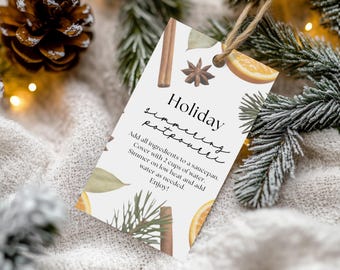 Stovetop Potpourri Gift Tag, Holiday Simmering Potpourri Tag, Christmas Simmering Potpourri, Neighbor Gift Tag, Homemade Holiday Tag