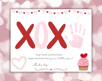 Love Valentines Handprint Art Craft For Toddlers, Valentines Day Handprint Printable, Toddler Handprint Valentines Keepsake Daycare Activity