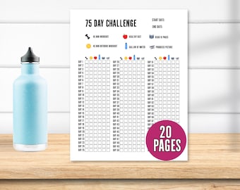 Editable 75 Day Challenge Tracker, 75 Day Workout Planner, 75 Day Fitness Journal, 75 Medium Challenge Template, Weight Loss Journal