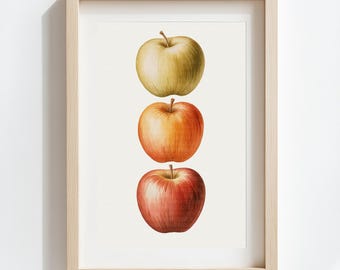 Rustic Fall Apple Wall Decor Digital Download | Minimalist Autumn Cozy Print | Apple Watercolor Thanksgiving Wall Art | Harvest Wall Art