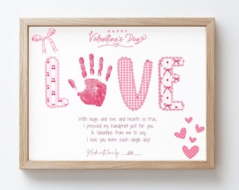 Love Valentines Handprint Art Craft For Toddlers, Valentines Day Handprint Printable, Toddler Handprint Valentines Keepsake Daycare Activity