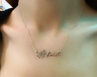 Collar con nombre personalizado - Collar de plata de ley 925, regalo personalizado, regalo de dama de honor, regalo de cumpleaños, collar personalizado, regalo de Navidad