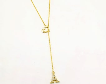 Collar de plata de ley con letra de corazón: colgante con inicial personalizado