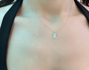 Collar con inicial personalizado: plata de ley 925, cadena minimalista