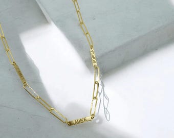 Collar con nombre personalizado - Regalo de Navidad, collar de plata de ley 925, regalo personalizado, regalo de dama de honor, collar con nombre de familia