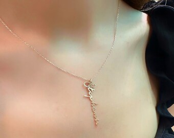 Collar con nombre personalizado: Plata de ley 925, cadena tipo cable minimalista