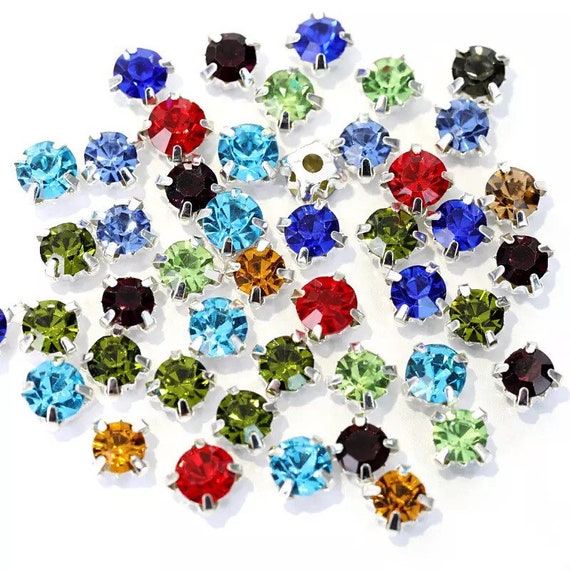 200pcs 4mm Glass Round Sew On Rhinestones With Silver Claw Etsy