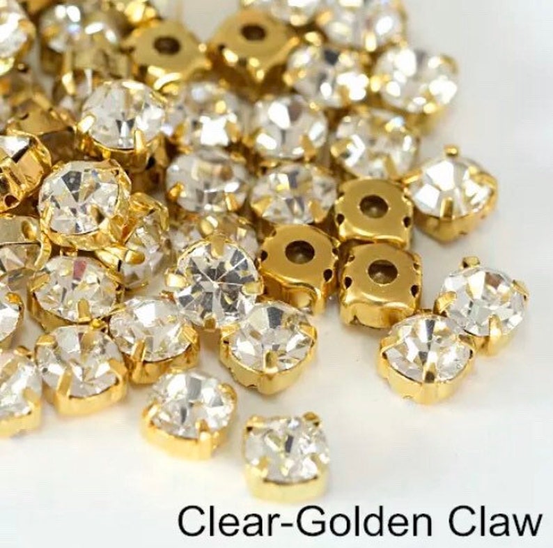 100200pcs 38mm Round shape Silver & Gold Sew on Rhinestones Etsy