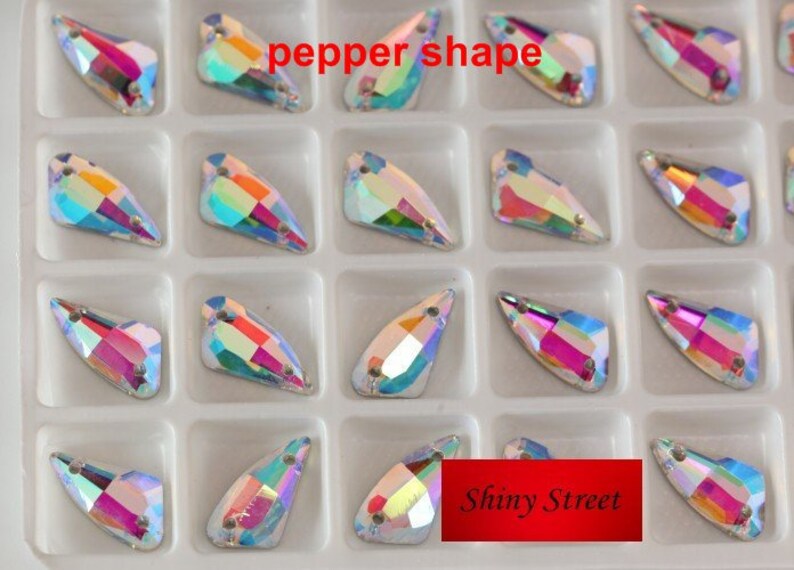 4 shapes Clear Crystal AB Sew On Rhinestone Glass Crystal Etsy