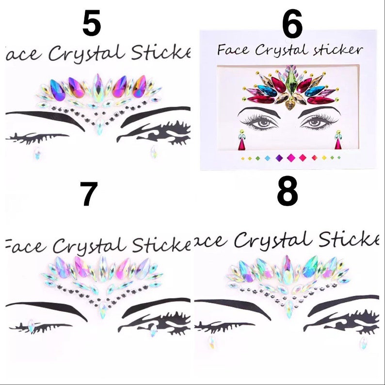 Festival Face Jewels Crystal Body Stickers Make Up Face Gems Etsy