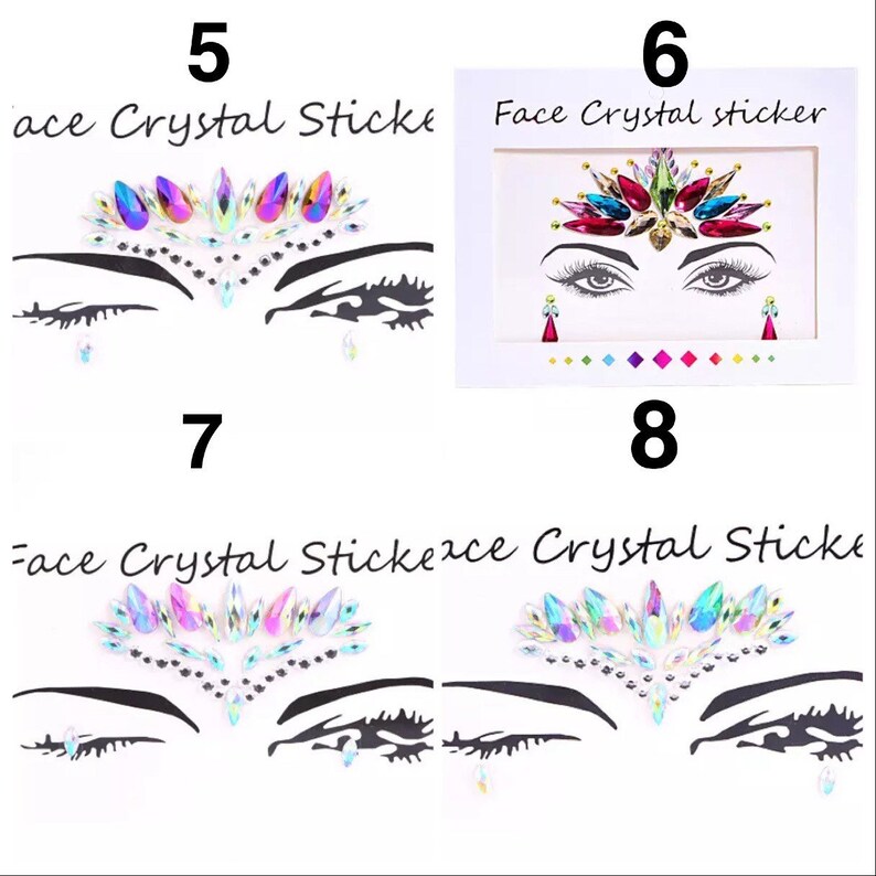 Festival Face Jewels Crystal Body Stickers Make Up Face Gems Etsy