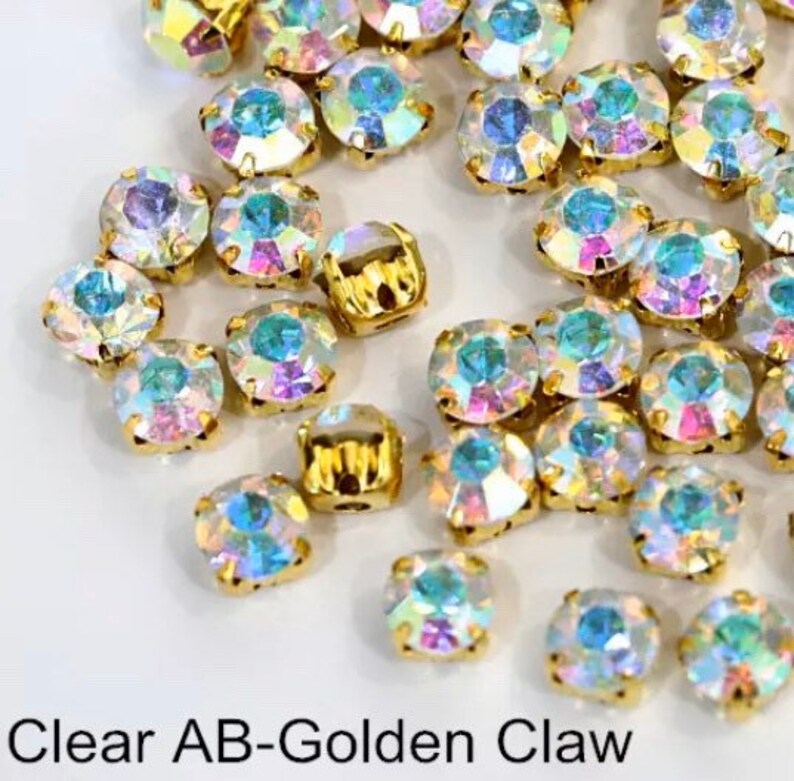 100200pcs 38mm Round shape Silver & Gold Sew on Rhinestones Etsy