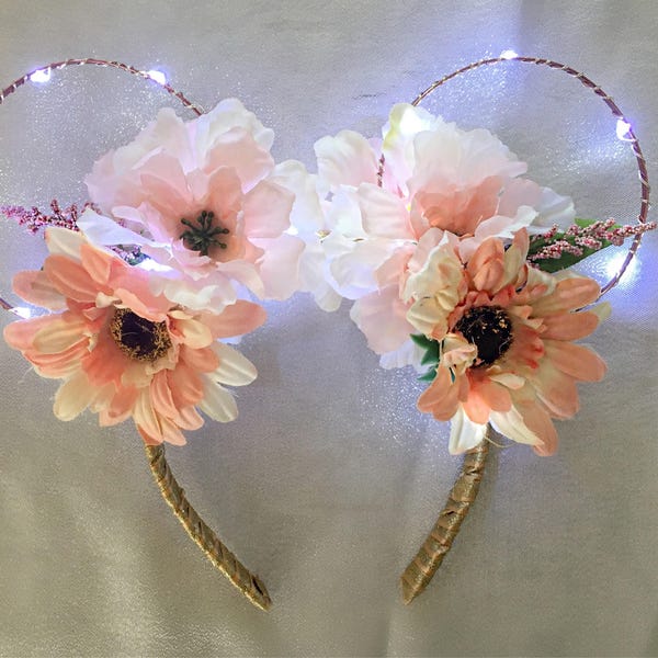 Rose Gold Light-up Floral Disney Ears