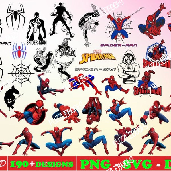 550+ Files Spiderman Svg Bundle Layered Item, Clipart, Cricut, Digital Vector Cut File, +190 Unique Designes, Svg, Png, Dxf, Eps Files