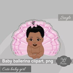 Baby Ballerina Clipart, Chica Afroamericana, Arte de Ballet, Gráficos de Enfermería, Lindo Personaje de Cumpleaños, Imprimibles de Fiesta, Planificador Digital png